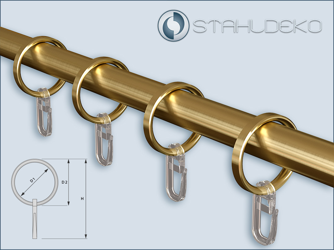 Curtain rings for brass curtain rods with a diameter of 16mm